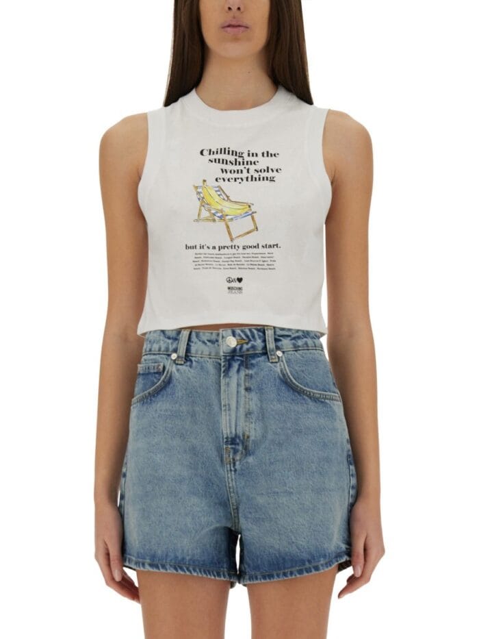 MOSCHINO JEANS CROPPED TOP WITH PRINT