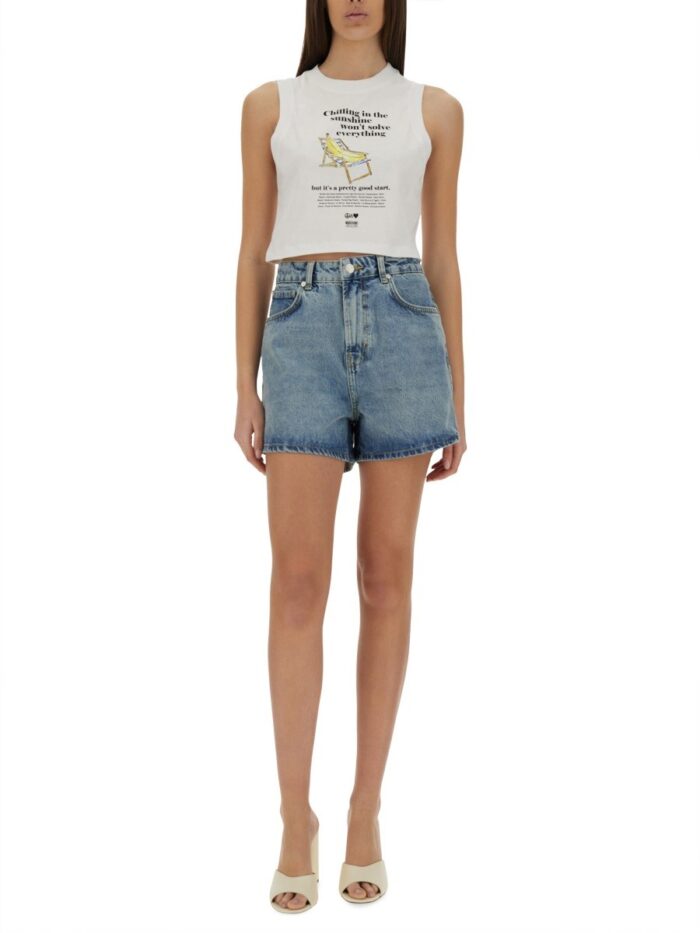 MOSCHINO JEANS CROPPED TOP WITH PRINT