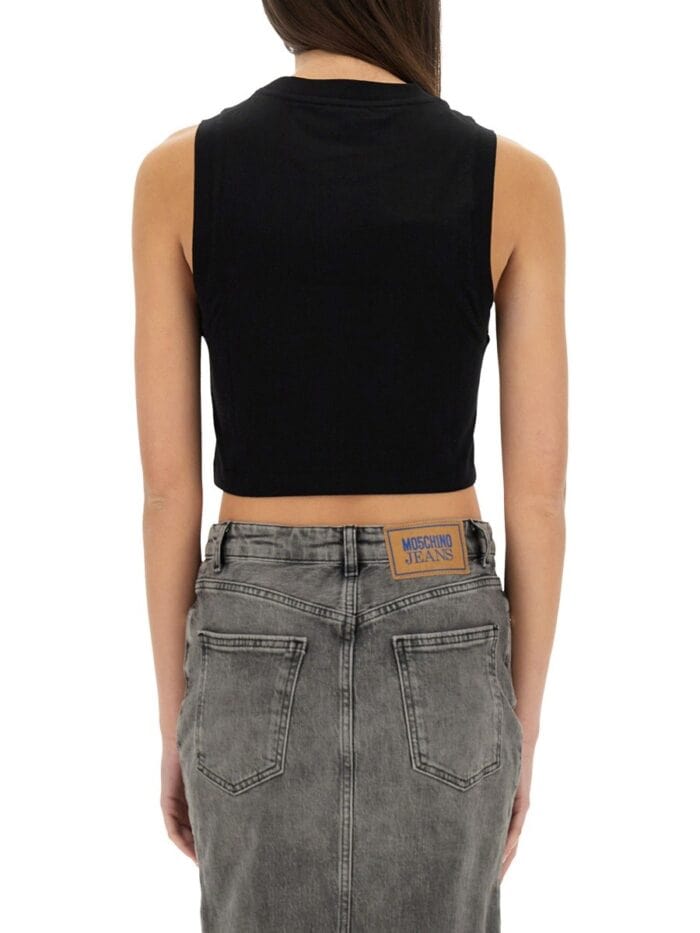 MOSCHINO JEANS CROPPED TOP WITH PRINT