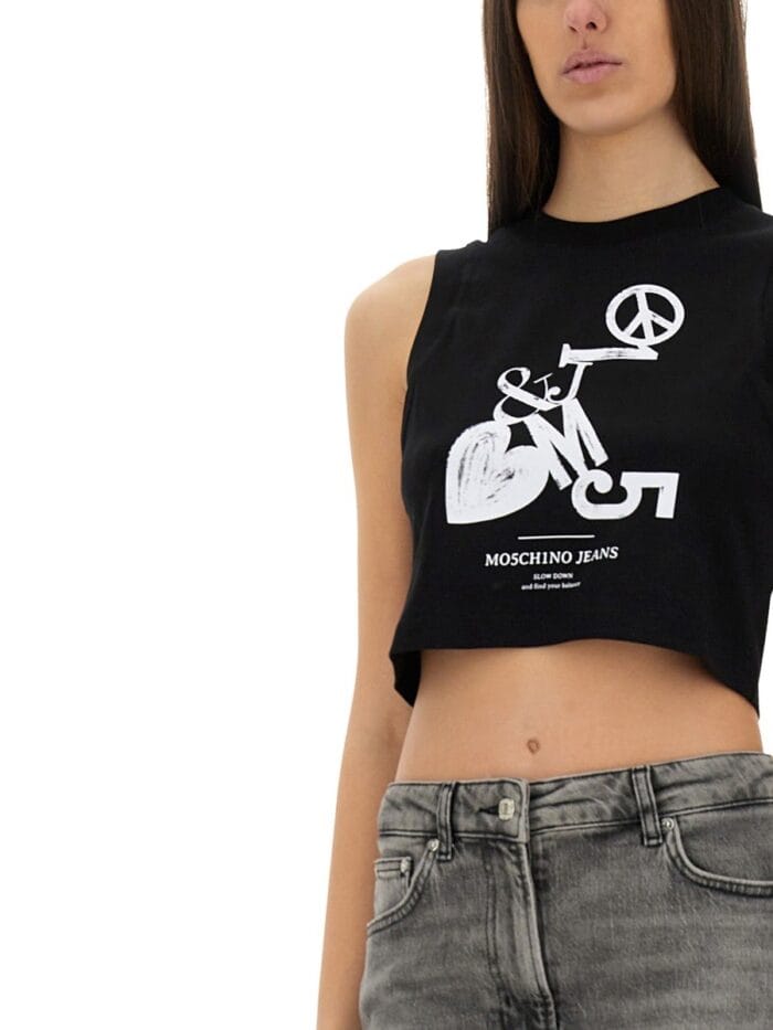 MOSCHINO JEANS CROPPED TOP WITH PRINT