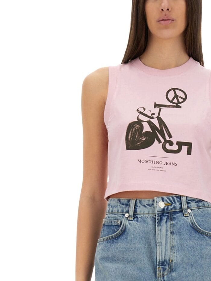 MOSCHINO JEANS CROPPED TOP WITH PRINT