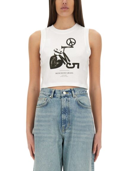 MOSCHINO JEANS CROPPED TOP WITH PRINT