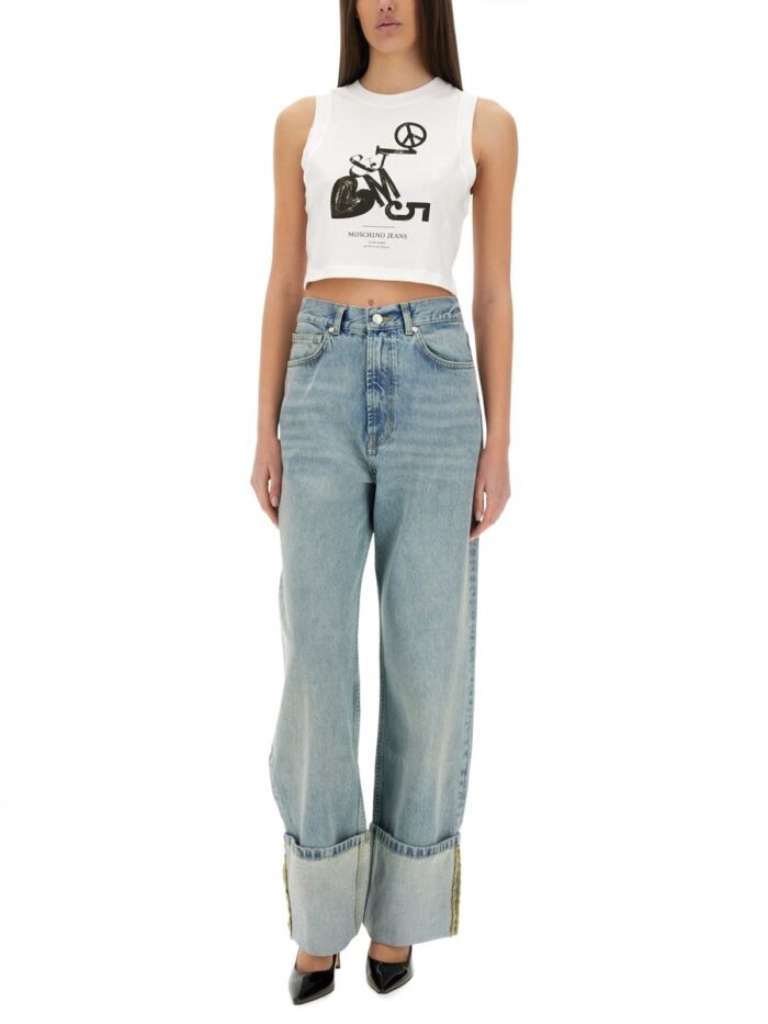 MOSCHINO JEANS CROPPED TOP WITH PRINT