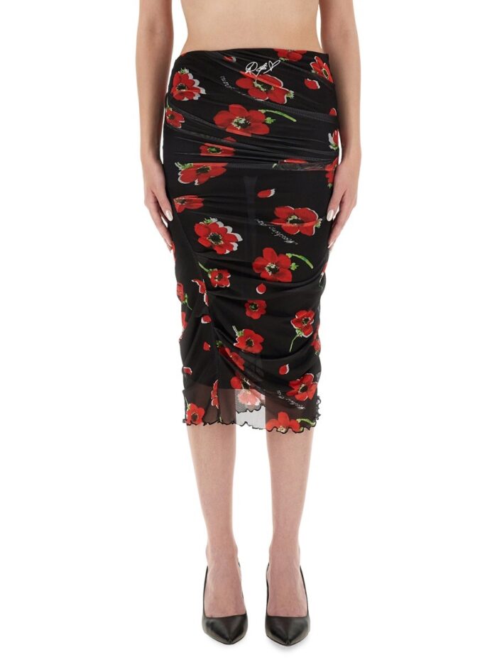 MOSCHINO JEANS FLORAL MESH SKIRT