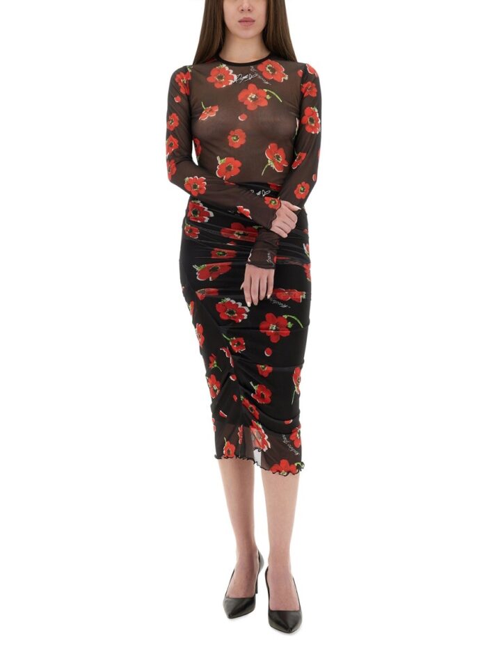 MOSCHINO JEANS FLORAL MESH SKIRT