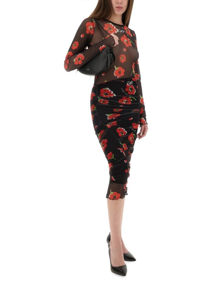 MOSCHINO JEANS FLORAL MESH TOP
