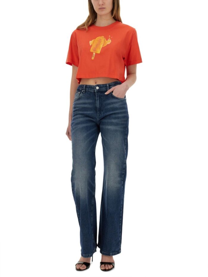 MOSCHINO JEANS ICE-CREAM PRINT CROPPED T-SHIRT