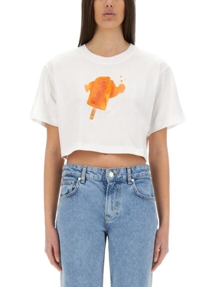 MOSCHINO JEANS ICE-CREAM PRINT CROPPED T-SHIRT