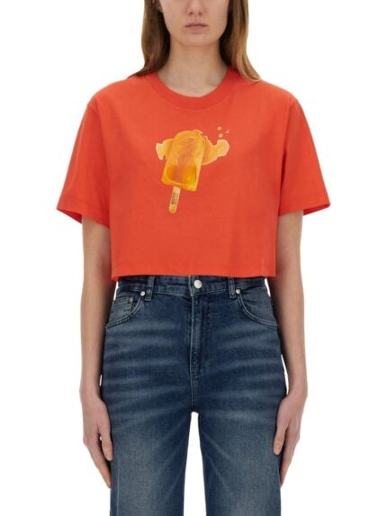 MOSCHINO JEANS ICE-CREAM PRINT CROPPED T-SHIRT