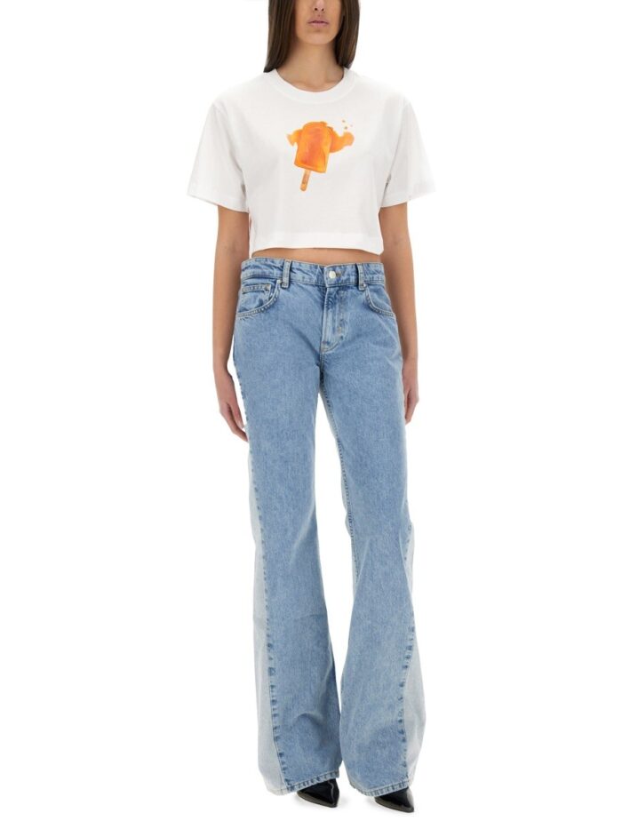 MOSCHINO JEANS ICE-CREAM PRINT CROPPED T-SHIRT