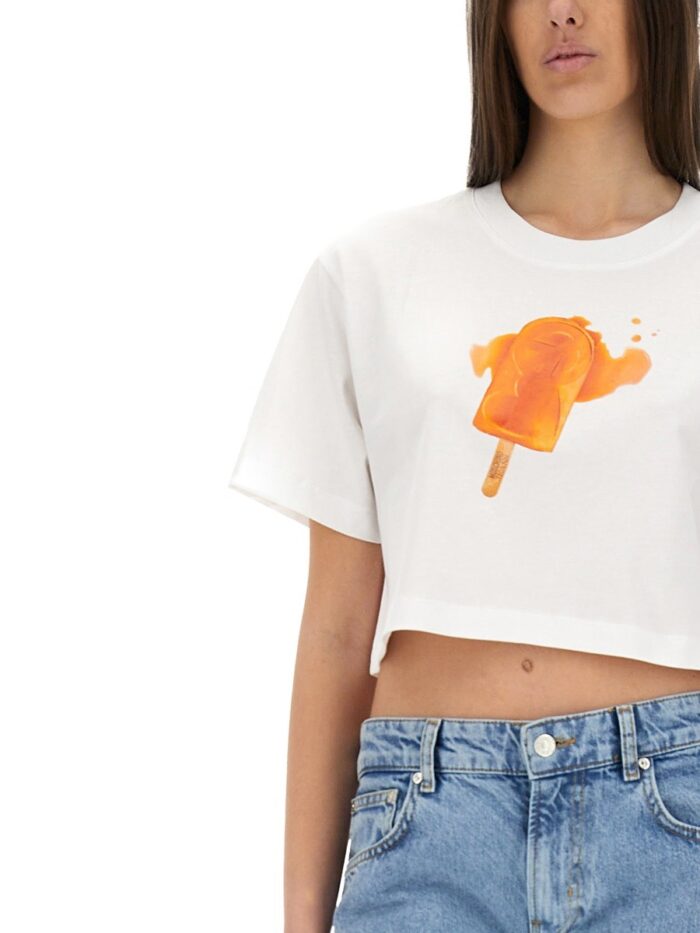 MOSCHINO JEANS ICE-CREAM PRINT CROPPED T-SHIRT
