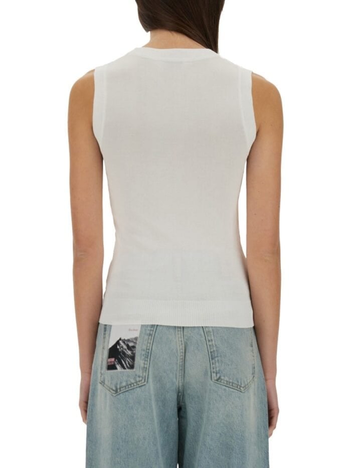 MOSCHINO JEANS KNIT TOP WITH INLAY LOGO