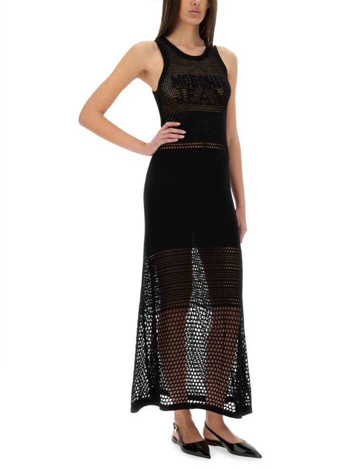 MOSCHINO JEANS MESH DRESS WITH LOGO
