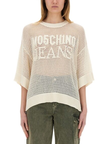 MOSCHINO JEANS MESH SHIRT WITH LOGO