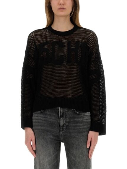 MOSCHINO JEANS MESH SHIRT WITH LOGO