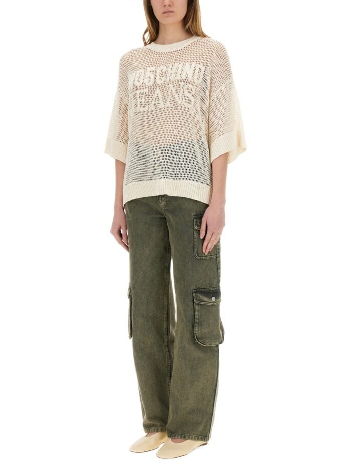 MOSCHINO JEANS MESH SHIRT WITH LOGO