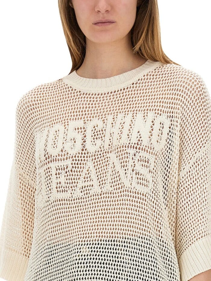 MOSCHINO JEANS MESH SHIRT WITH LOGO