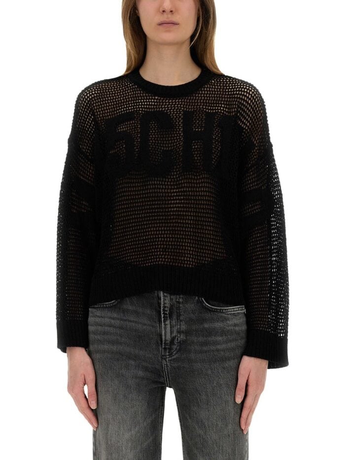 MOSCHINO JEANS MESH SHIRT WITH LOGO