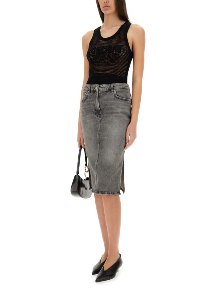 MOSCHINO JEANS MESH TOP WITH LOGO