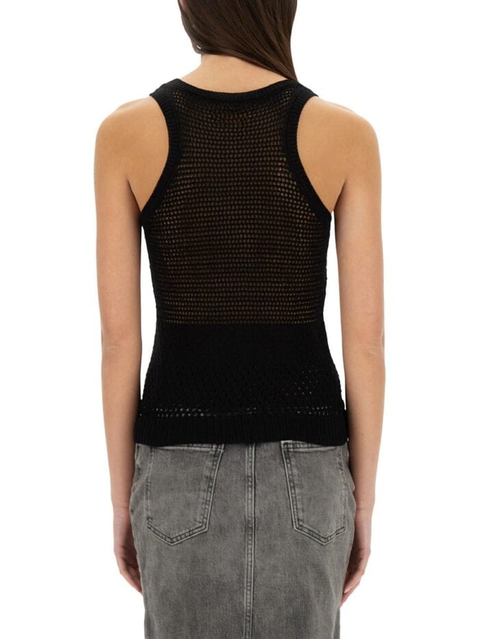 MOSCHINO JEANS MESH TOP WITH LOGO