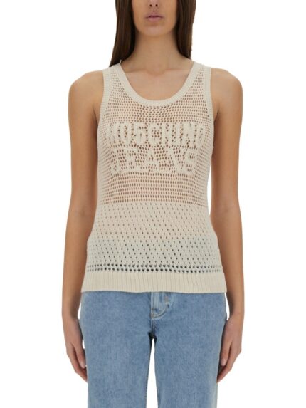 MOSCHINO JEANS MESH TOP WITH LOGO
