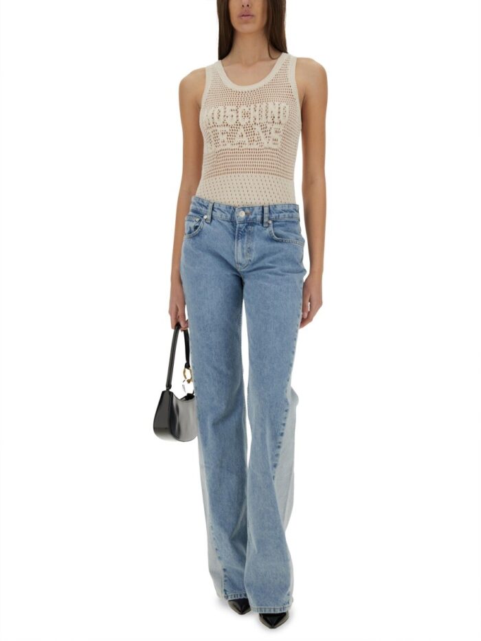 MOSCHINO JEANS MESH TOP WITH LOGO