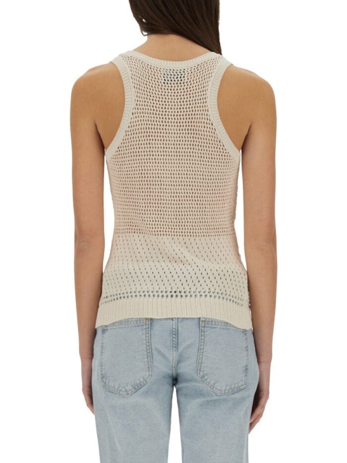 MOSCHINO JEANS MESH TOP WITH LOGO