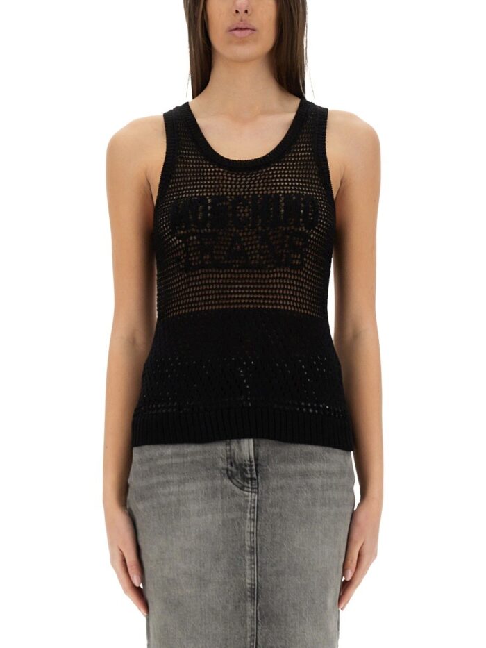 MOSCHINO JEANS MESH TOP WITH LOGO