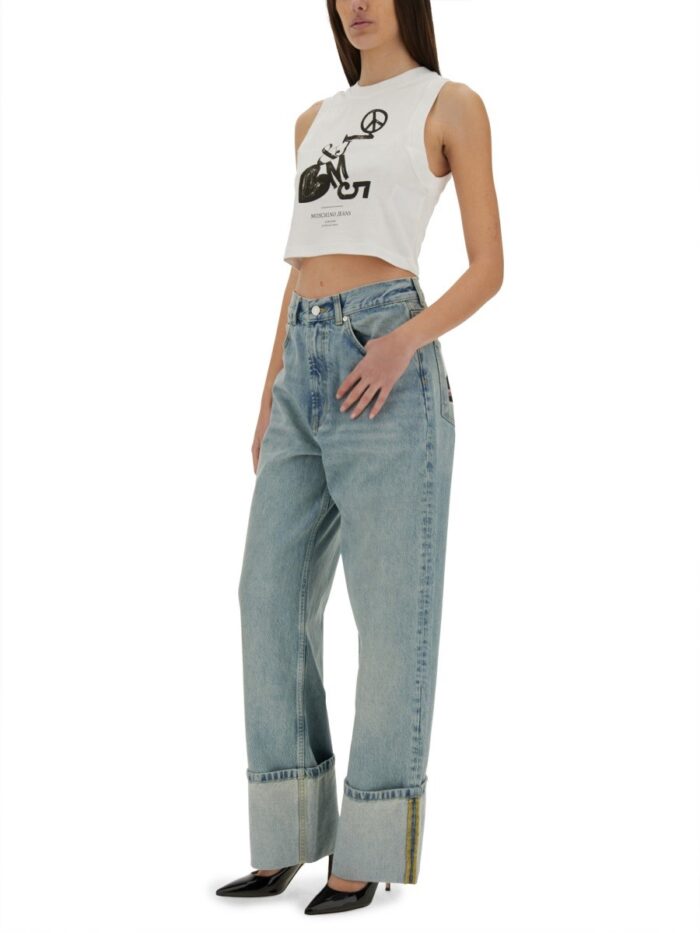 MOSCHINO JEANS WIDE FIT JEANS WITH TURNED