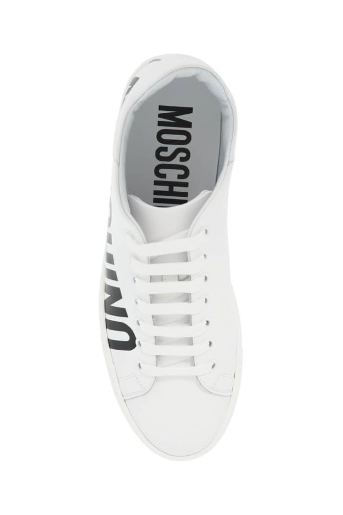 MOSCHINO Leather Sneakers With Logo Print