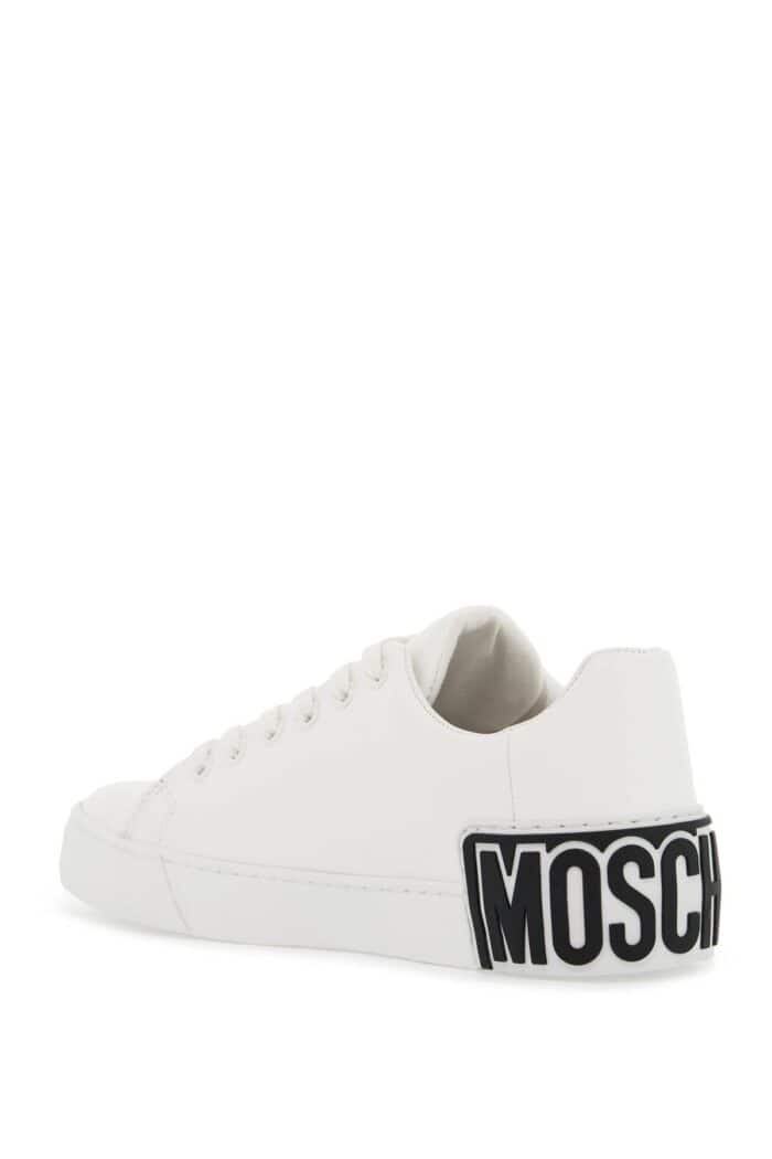 MOSCHINO Leather Sneakers With Rubber Logo Detail.