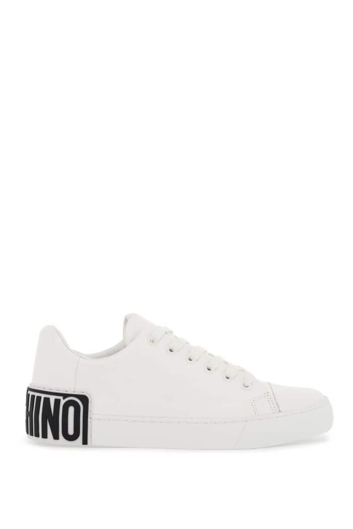 MOSCHINO Leather Sneakers With Rubber Logo Detail.