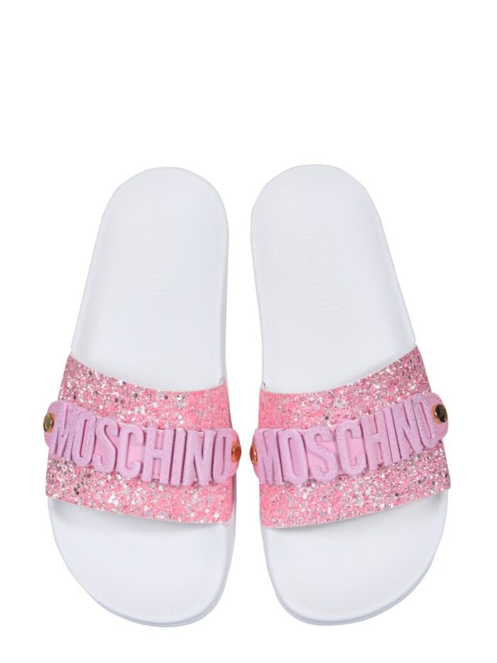 Moschino LETTERING LOGO SLIDE SANDALS