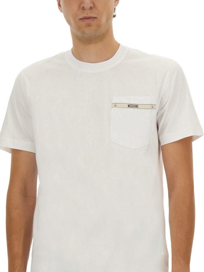 Moschino T-SHIRT WITH LOGO RIBBON