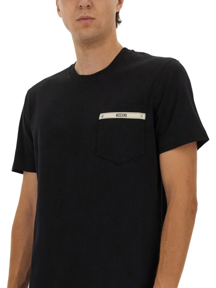 Moschino T-SHIRT WITH LOGO RIBBON