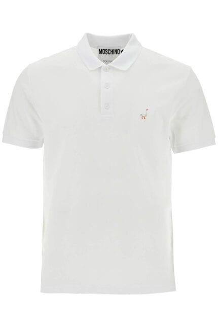 MOSCHINO White Cotton Polo With Delicate Embroidery