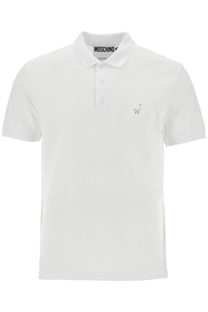 MOSCHINO White Cotton Polo With Delicate Embroidery