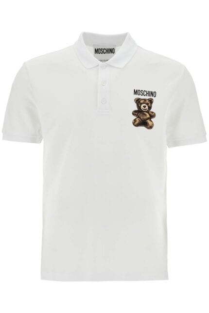 MOSCHINO White Cotton Polo With Embroidered Logo