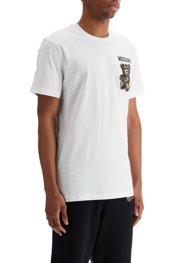 MOSCHINO White Cotton T-shirt With Bear Print