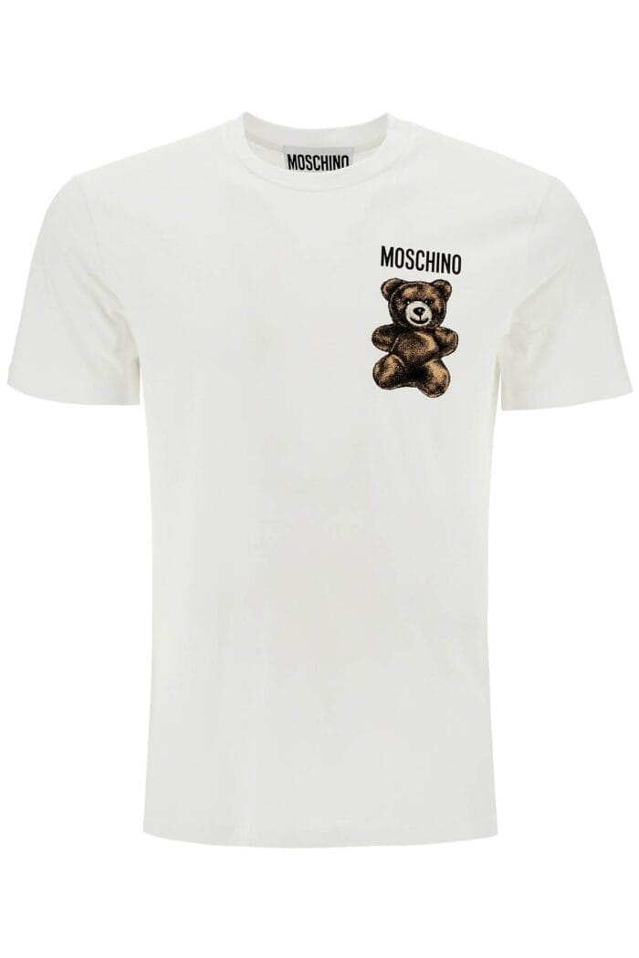 MOSCHINO White Cotton T-shirt With Bear Print