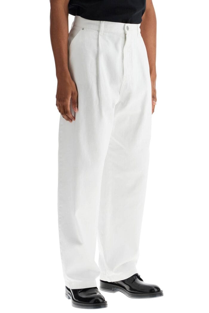 MOSCHINO White Cotton Wide Leg Trousers