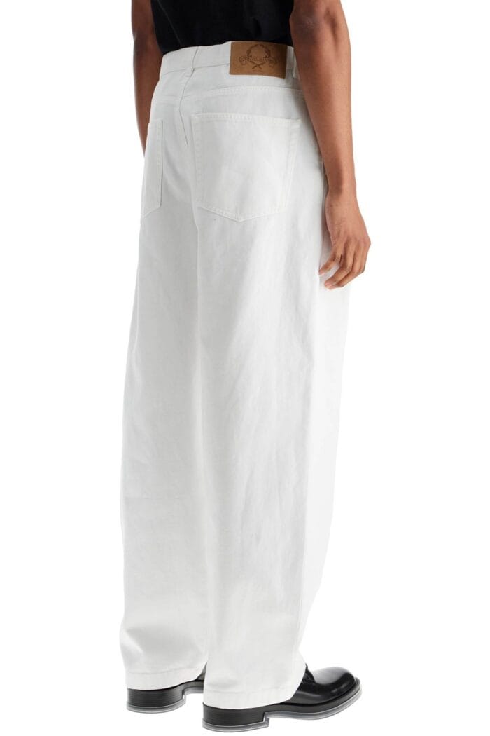 MOSCHINO White Cotton Wide Leg Trousers