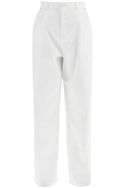 MOSCHINO White Cotton Wide Leg Trousers