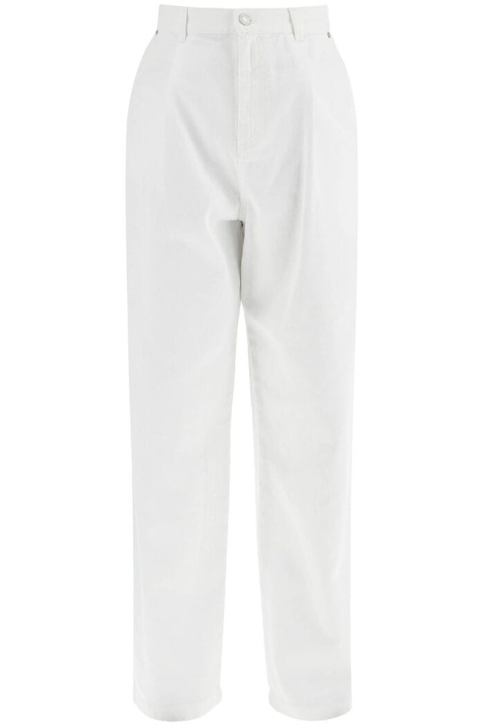 MOSCHINO White Cotton Wide Leg Trousers