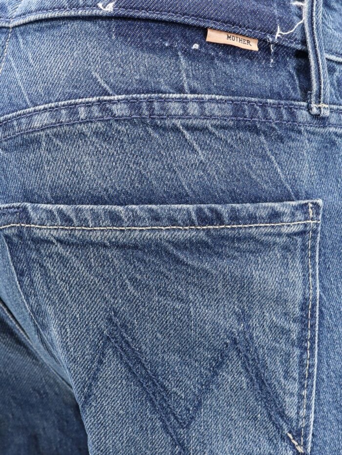 MOTHER Cotton Blend Jeans With Embroidered Monogram