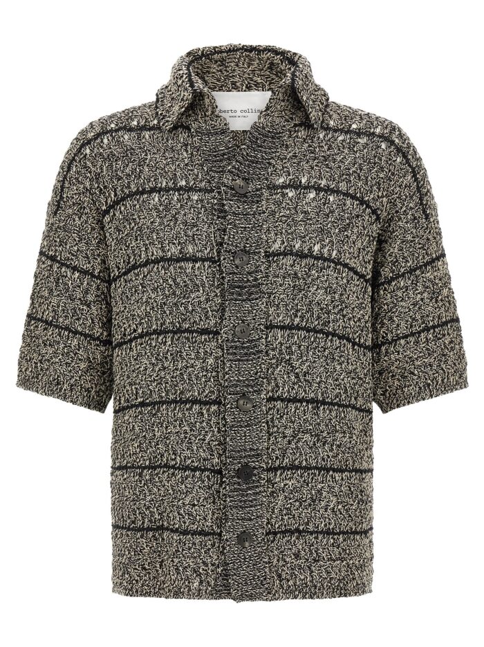roberto collina mouliné insert cardigan ROBERTO COLLINA Mouliné Insert Cardigan