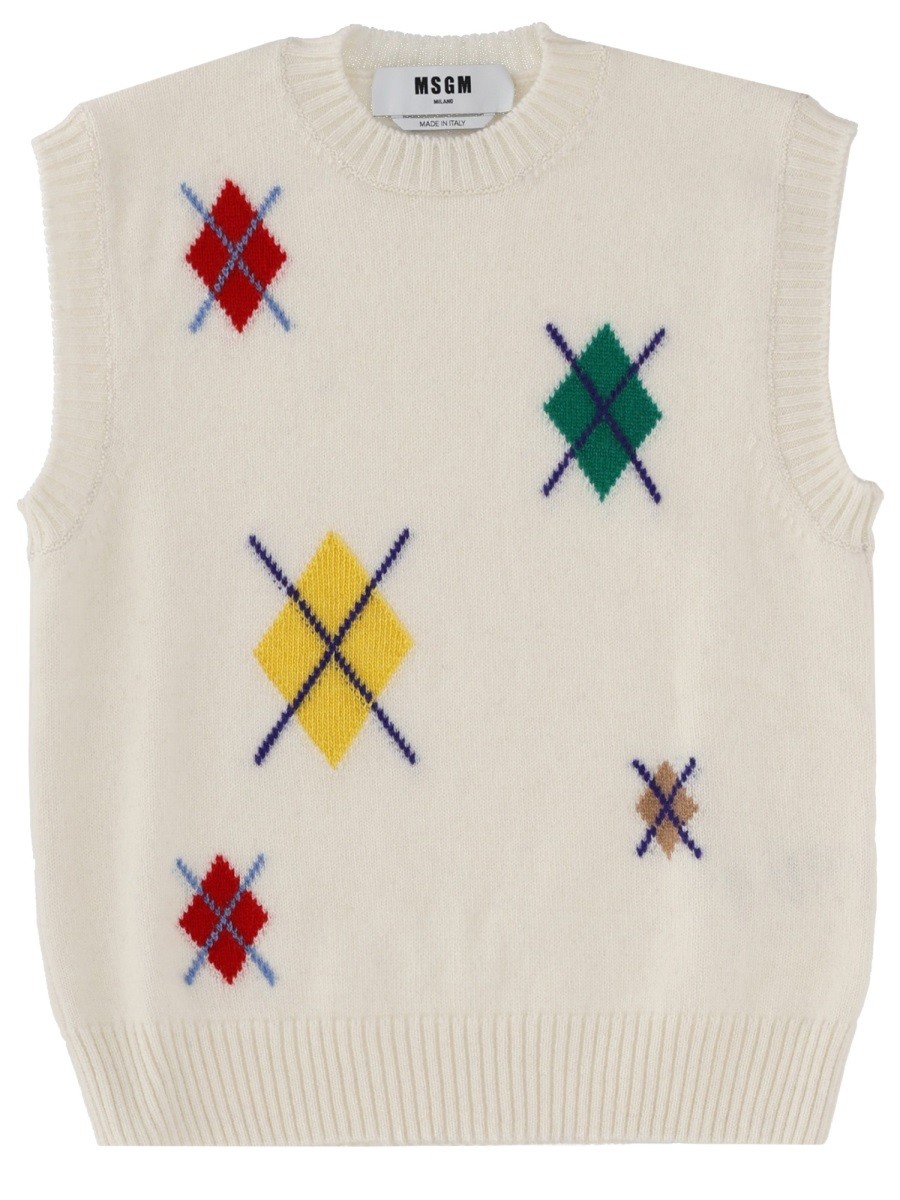 Msgm "ARGYLE MULTICOLOR" PATTERN VEST