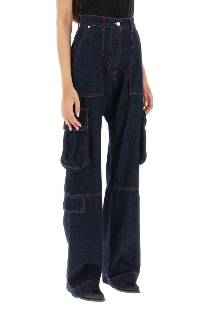 Msgm Cargo Jeans With Flared Cut