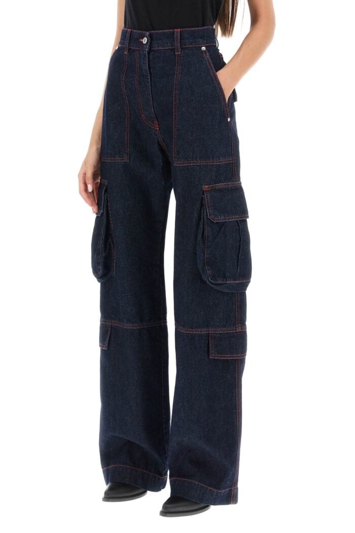 Msgm Cargo Jeans With Flared Cut