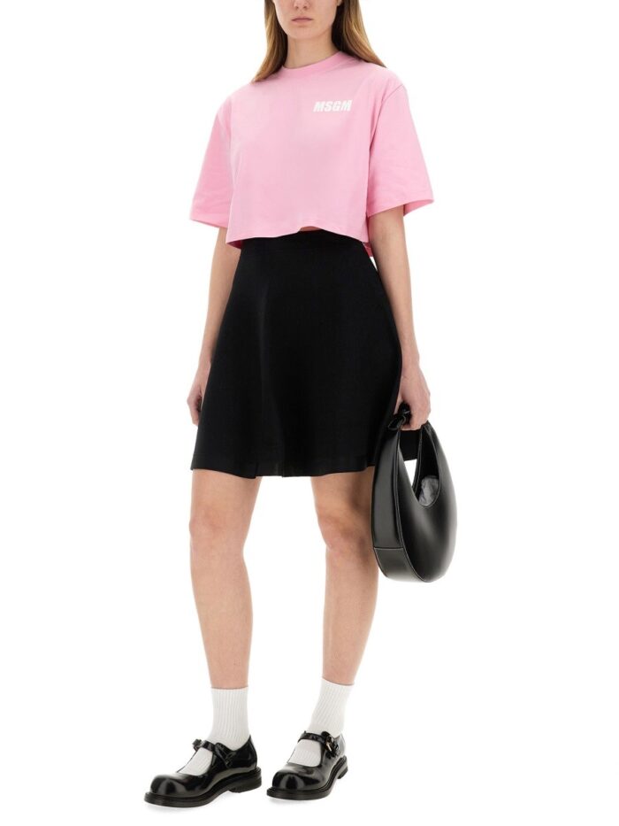 Msgm CROPPED T-SHIRT WITH LOGO